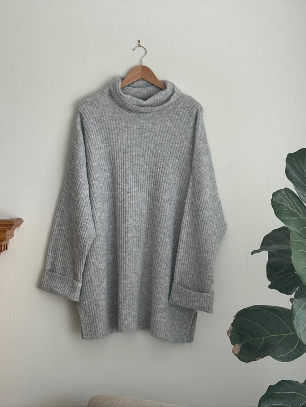 George Light Gray Ribbed Turtleneck Sweater